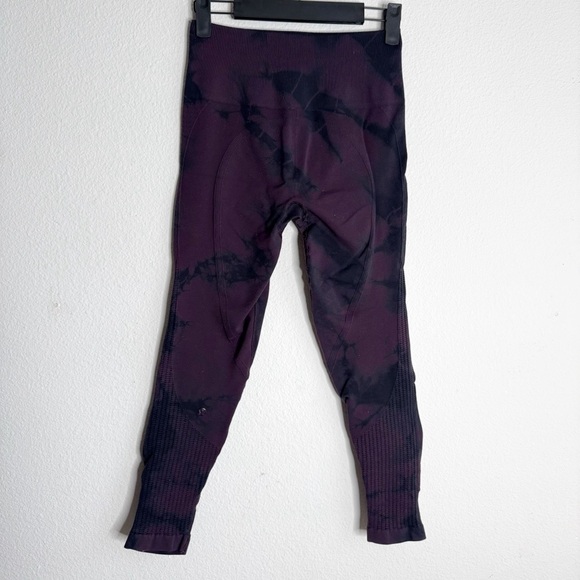 Lululemon ebb & flow purple black ruched ankle crop yoga leggings size 8 - Picture 1 of 5
